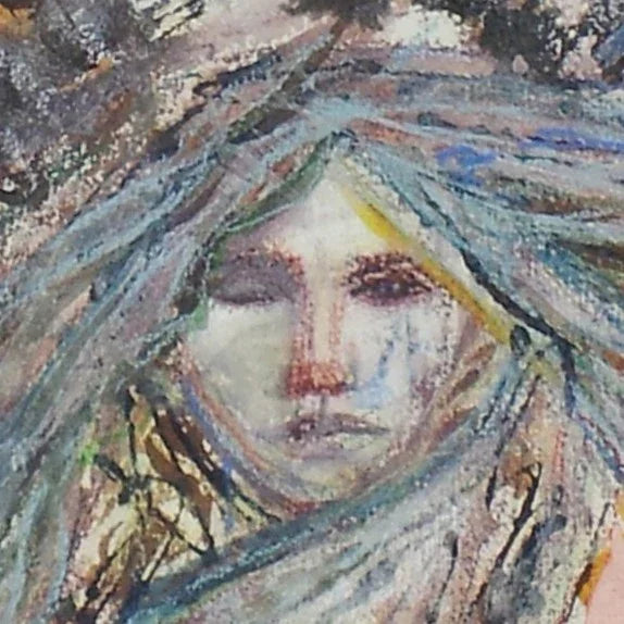 Abstract metamorphosis art depicting a face with flowing colors and textures, reflecting transformation and interpretation.